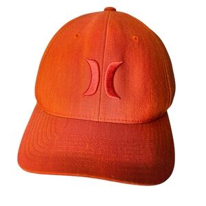 HURLEY Yupoong Orange Ball Cap Hat Red Rage Flex Fit Size Large / XL